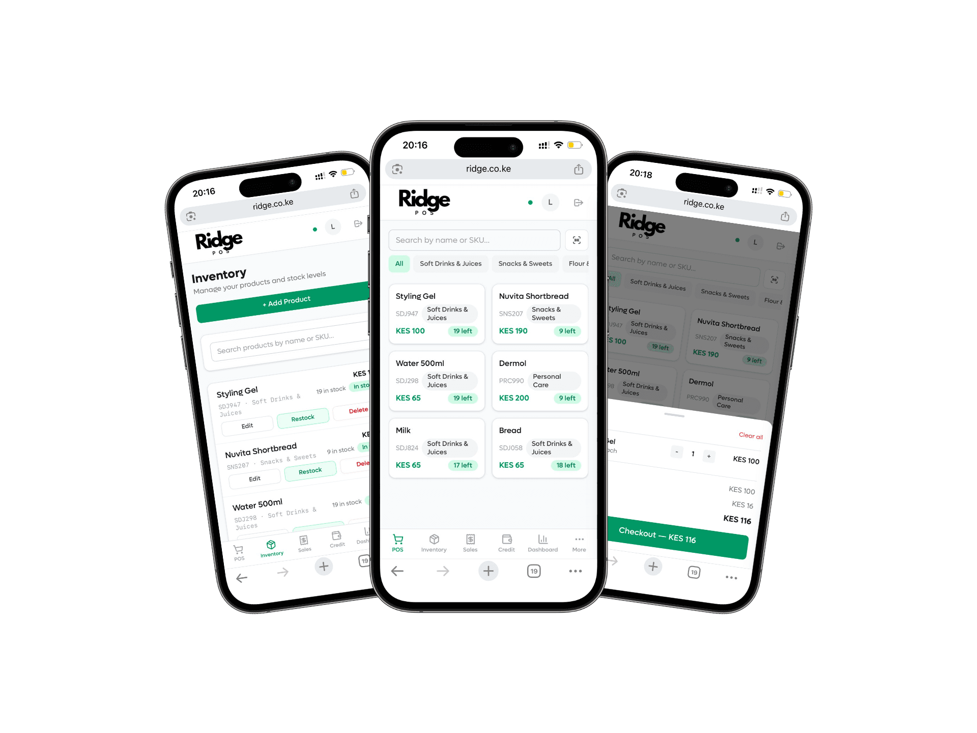 Ridge POS product screen on a phone